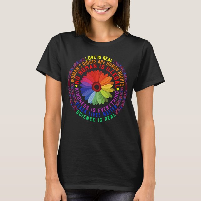 Camiseta Hippie Love É Real Science É Real Black Lives Mães (Frente)