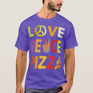 Camiseta Hippie Love Peace Pizza Itália Felicidade da comid