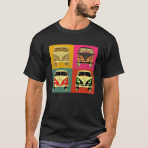 Camiseta Hippie Micro Bus Van Pop Art Estilado da Vintage d