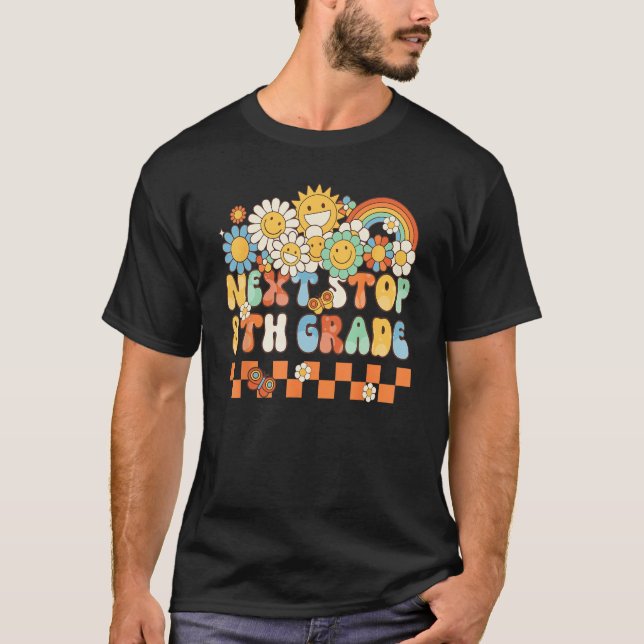 Camiseta Hippie Next Stop 8th Grade Retro Groovy  Back To S (Frente)