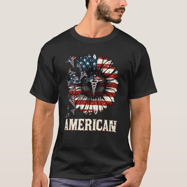Camiseta Hippie Nurse Merican Sunflower (Frente)