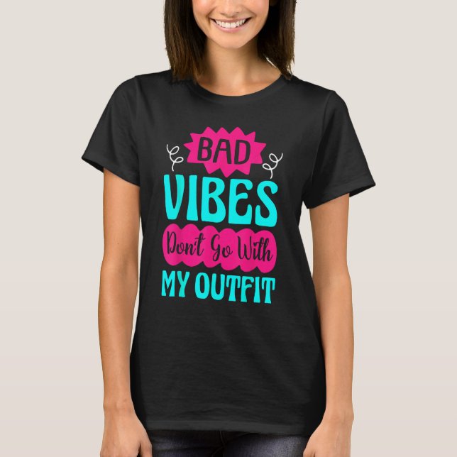 Camiseta Hippie Peace Groovy Bad Vibes Don t Go With My Out (Frente)