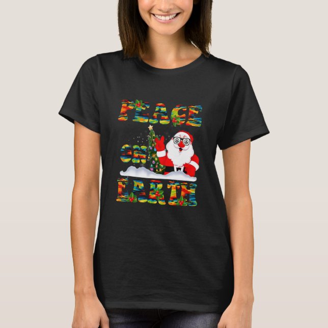 Camiseta Hippie Peace on Earth Boho Christmas Papai Noel P (Frente)