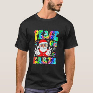 Camiseta Hippie Peace On Earth Boho Christmas Papai Noel P
