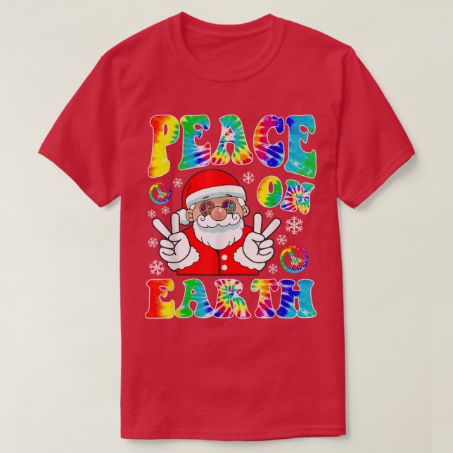 Camiseta Hippie Peace on Earth Boho Christmas Papai Noel P (Frente do Design)