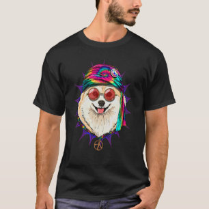Camiseta Hippie Pomeranian Tie Dye Psychedelic D