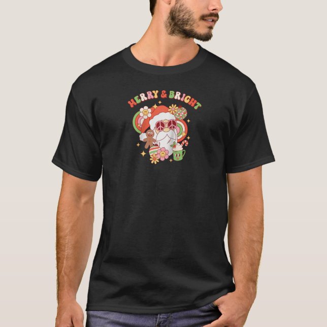 Camiseta Hippie Santa Clause Feliz e Cristo Brilhante (Frente)