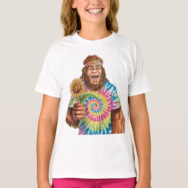 Camiseta Hippie Sasquatch Com Girassol (Frente)
