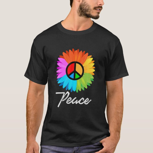 Camiseta Hippie - Símbolo de Paz Símbolo de Amor Esperança  (Frente)