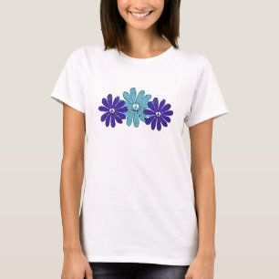 Camiseta Hippie - Sinal de Paz Flor Potência Aqua Roxo