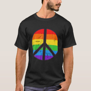 Camiseta Hippie - Sinal de Paz Lgbt Sinalizador Rainbow Gay