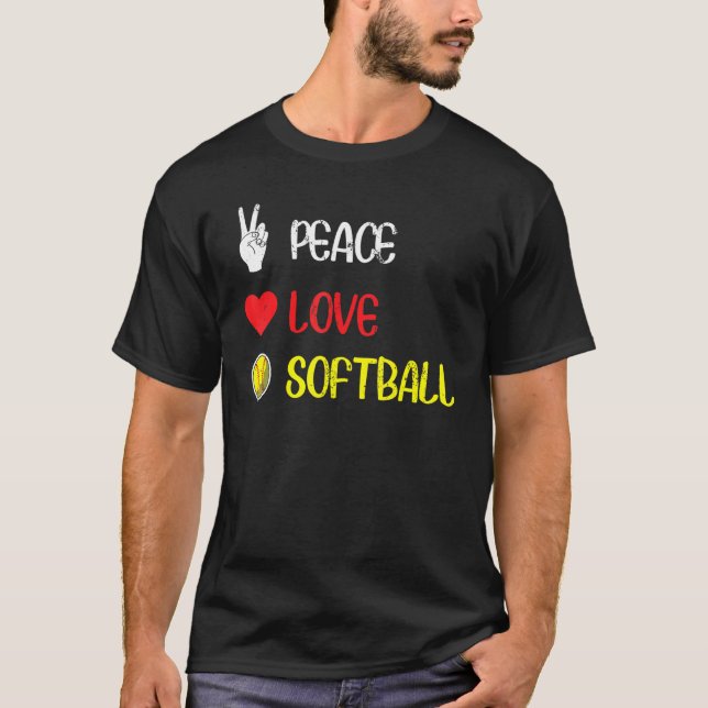 Camiseta Hippie - Sinal de Paz Softball Softball Player Sof (Frente)