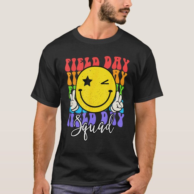Camiseta Hippie Smile Face Field Day Squad Groovy Field Day (Frente)