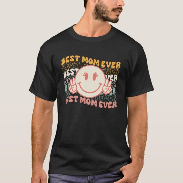 Camiseta Hippie Smile Face Melhor Mãe Alguma Vez Retrora Mo (Frente)