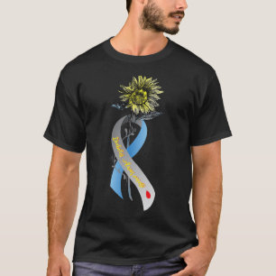 Camiseta Hippie Sunflower Cinza Blue Fita Tipo 1 Diabetes