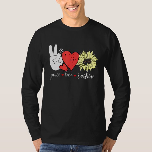 Camiseta Hippie Sunflower Heart and Peace Sign Love Sunshin (Frente)
