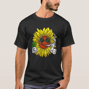 Camiseta Hippie Sunflower Stoner Smoking Weed