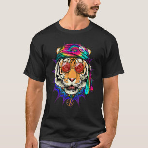 Camiseta Hippie Tiger Tie Dye Animal Peace Sign Psychedelic