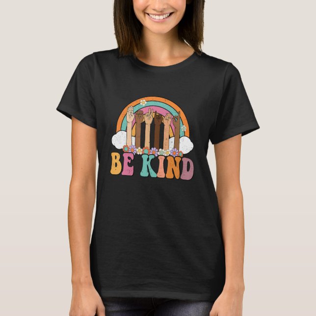 Camiseta Hippie Unity Day Professor Be Kind Rainbow Sinal A (Frente)