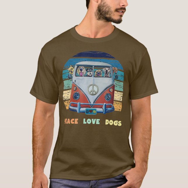 Camiseta Hippie Van Peace Love Dogs Hippie Van (Frente)