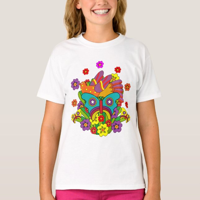 Camiseta Hippies - Poder Flor Hippy - Hippies Bonitos - 197 (Frente)