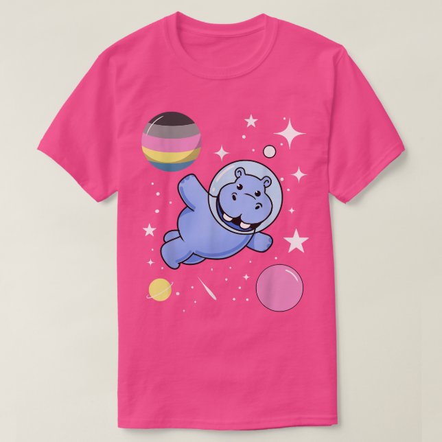 Camiseta Hippo Astronaut Polygender Pride  (Frente do Design)