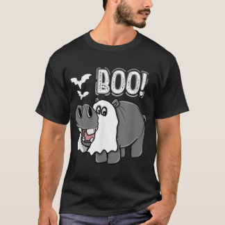 Camiseta Hippo Boo Halloween Costume Men Mulheres Crianças
