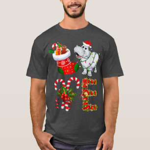 Camiseta Hippo Christmas Lights Led Engraçado Natal