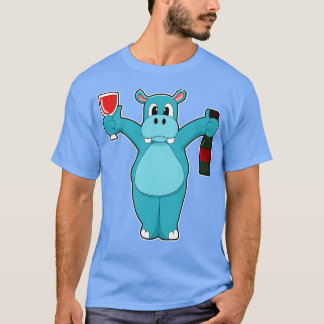 Camiseta Hippo com Vidro de Garrafa de Vinho