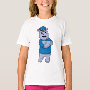 Camiseta Hippo como agente da polícia com chapéu da polícia