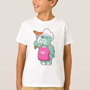 Camiseta Hippo como cozinheiro com salsicha