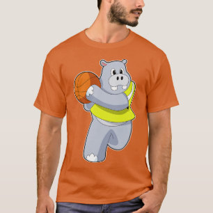 Camiseta Hippo como jogador de basquete com basquete