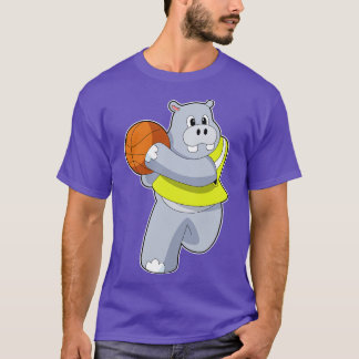 Camiseta Hippo como jogador de basquete com basquete