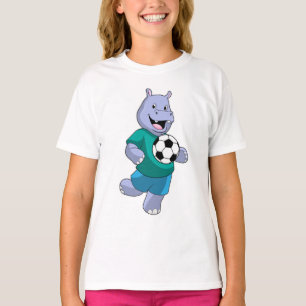 Camiseta Hippo como jogador de futebol com futebol