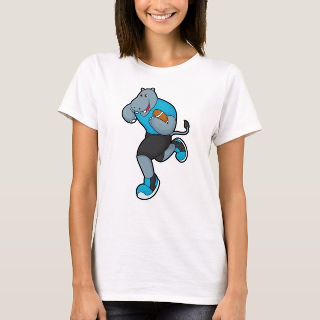 Camiseta Hippo como jogador de futebol com futebol (Frente)