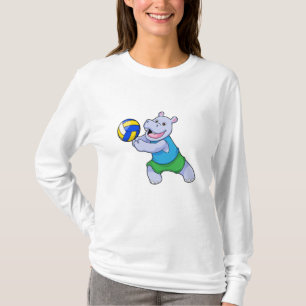 Camiseta Hippo como jogador de voleibol com voleibol