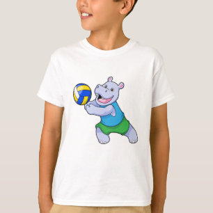 Camiseta Hippo como jogador de voleibol com voleibol