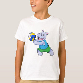 Camiseta Hippo como jogador de voleibol com voleibol