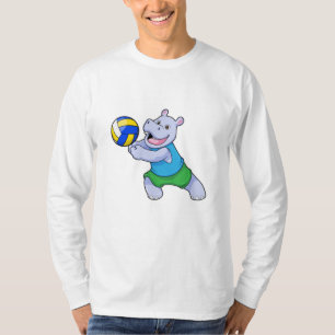 Camiseta Hippo como jogador de voleibol com voleibol