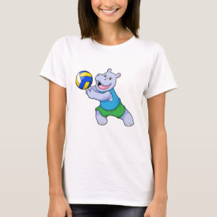 Camiseta Hippo como jogador de voleibol com voleibol