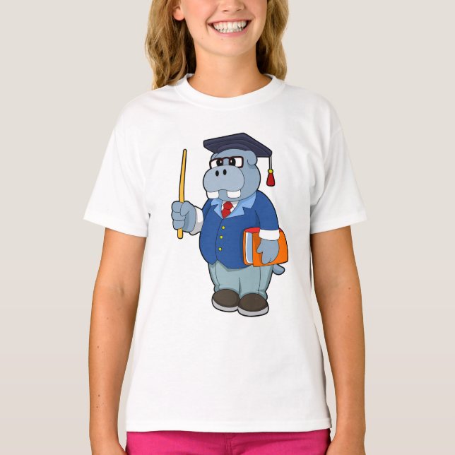 Camiseta Hippo como Professor com Livro (Frente)