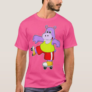 Camiseta Hippo como Skater com skates Inline