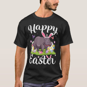 Camiseta Hippo Easter Ovino Caça Floral Easta Hippopotamus