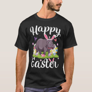Camiseta Hippo Easter Ovino Caça Floral Easta Hippopotamus