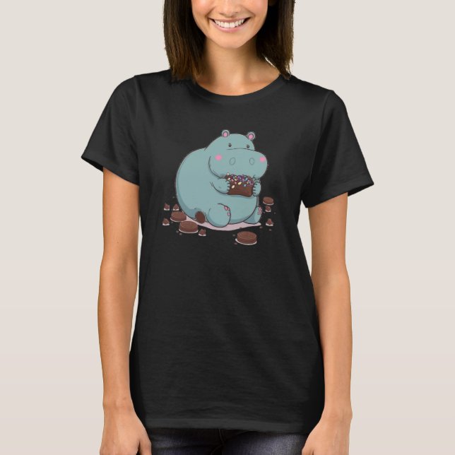 Camiseta Hippo eating Chocolate  2 (Frente)