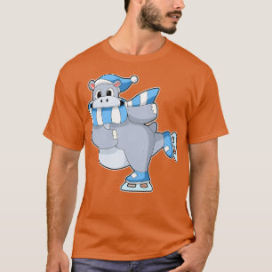Camiseta Hippo Em Pé De Gelo Com Skates De Gelo