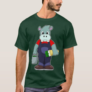 Camiseta Hippo em Pintura com Balde de Pinta Pincel
