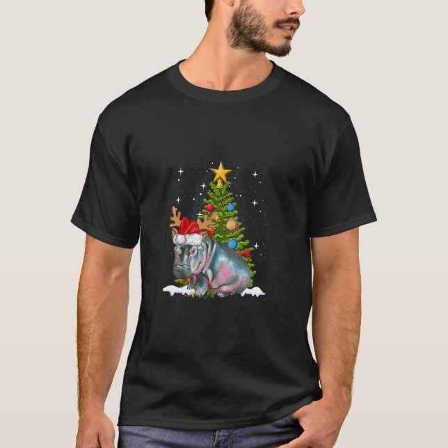 Camiseta Hippo Fiona Árvore de Natal Hippopotamus  (Frente)