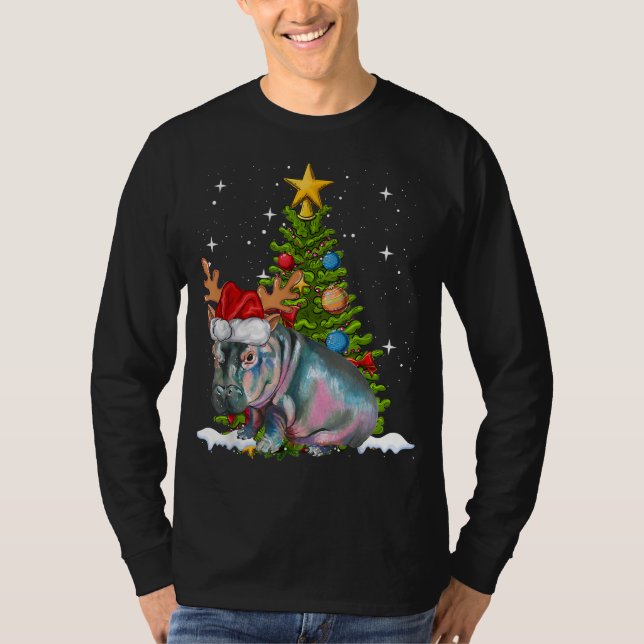 Camiseta Hippo Fiona Árvore de Natal Hippopotamus (Frente)