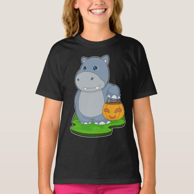 Camiseta Hippo Halloween Pumpkin (Frente)